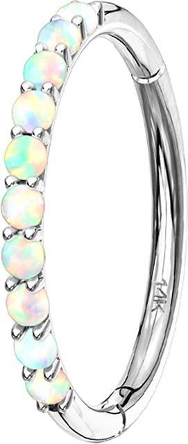 Image du produit Star Piercing Micro bague segment pliable 14k or blanc côté opales blanches (sans laiton, Or 14k)
