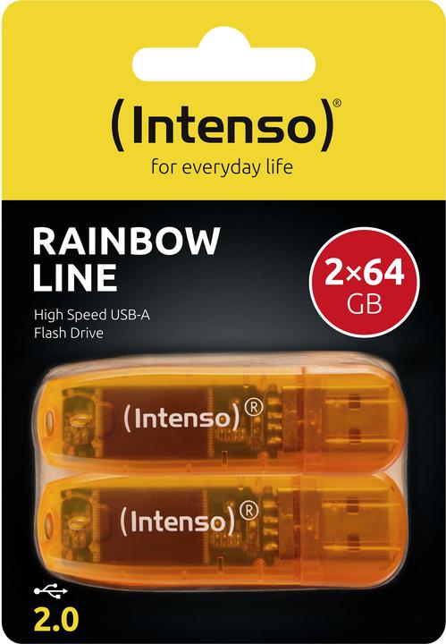 Actual product image Intenso Rainbow 2 x 64GB USB2 Orange (64 GB, USB-A)