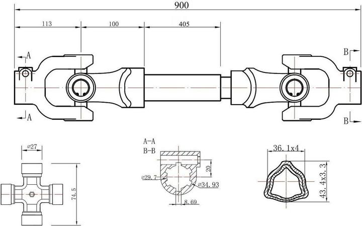Produktbild GEKO Gelenkwelle, 90 cm, 500 Nm