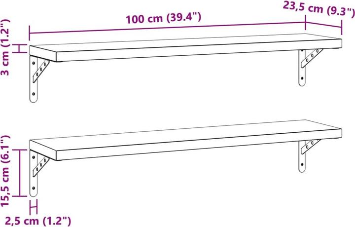 Immagine prodotto VidaXL Mensole a muro (23,5 x 15,5 x 3 cm)
