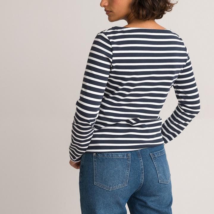 Immagine prodotto La Redoute Collections Camicia a maniche lunghe con scollo a barca e motivo a righe (XS)