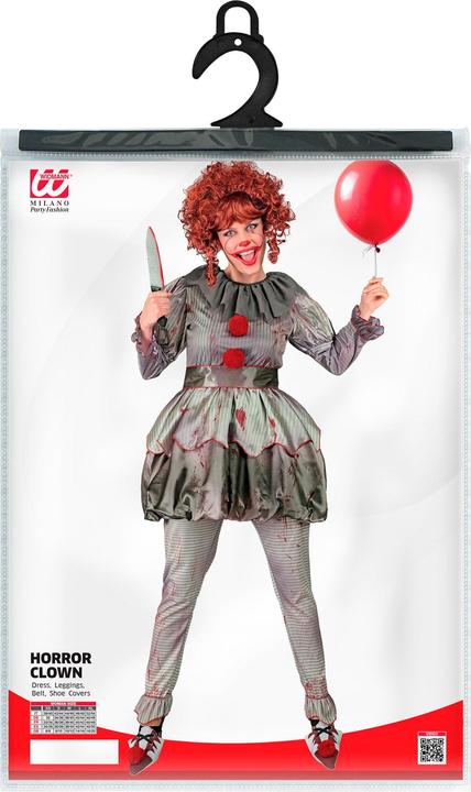 Image du produit Widmann Clown de l'horreur "ES" Costume féminin Robe, leggings, ceinture, couvre-chaussures (L)