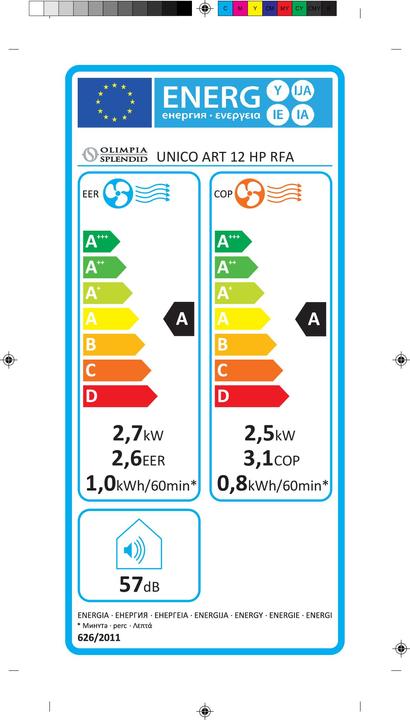 Energie-Label Olimpia Splendid Unico Art 12 HP RFA (9212.78 BTU/h)