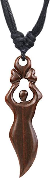 Star Piercing Halskette schwarz Anhänger Göttin aus Narra Holz (ohne Messing, Organisch)