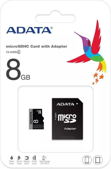 Image du produit Adata Carte microSDHC 8 Go,, Classe 4 (8 Go, microSDHC)