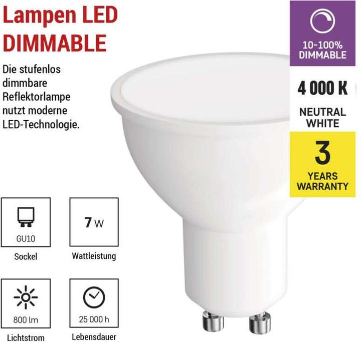 Actual product image Emos Classic LED lamp (GU10, 7 W, 800 lm, 1 x, E)