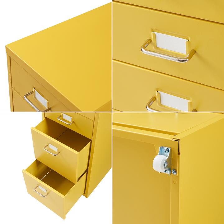 Produktbild En.Casa Rollcontainer Kökar mit 8 Schubladen 109x28x41 cm Gelb