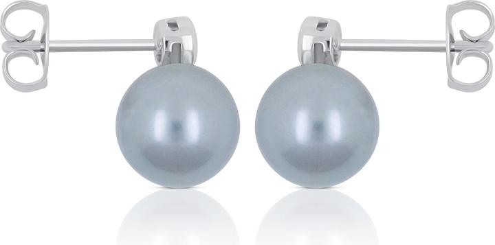 Image du produit Muau Boucles d'oreilles (Or blanc 750 Perle de Tahiti 8-9mm Brillant 0.11ct.)
