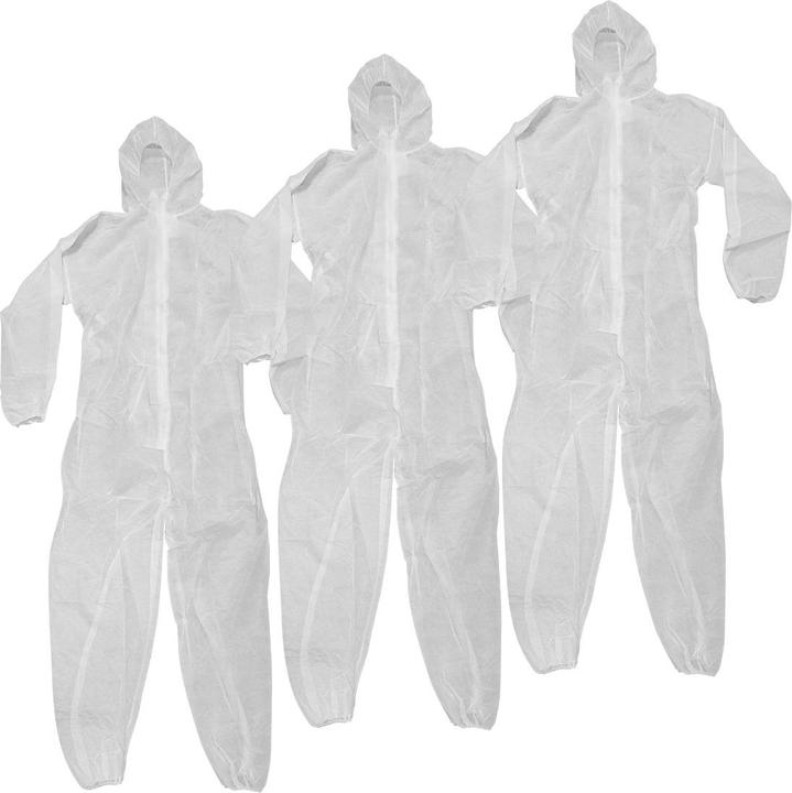Produktbild Stahlwerk Maleranzug XL 3er Set Schutzanzug PP Overall Einweg Anzug mit Kapuze (XL)