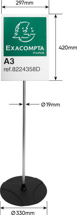 Image du produit Exacompta Présentoir sur pied aluminium vertical A3 - Cristal (A3)