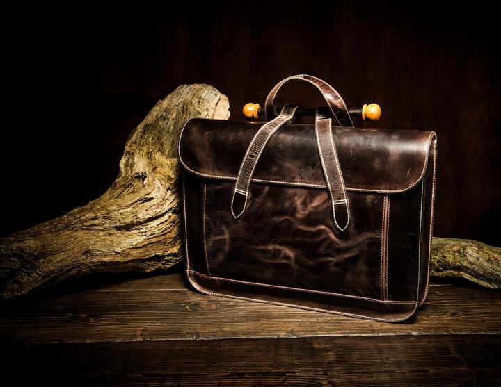 Produktbild Only-Bags.Store Echtes Leder Aktentasche, Laptop Tasche, Portfolio Büro Umhängetasche, Weihnachtsgeschenk (14")