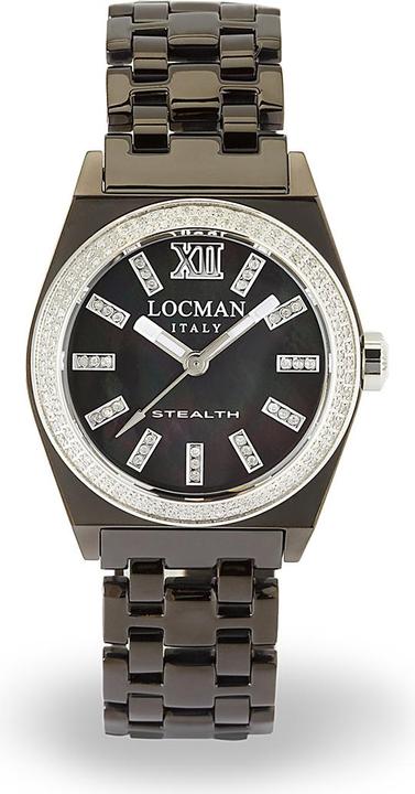 Locman Italy Damenuhr Stealth mit Diamanten 1,76 ct. schwarz Ref.0204PG (Analoguhr, 33 mm)