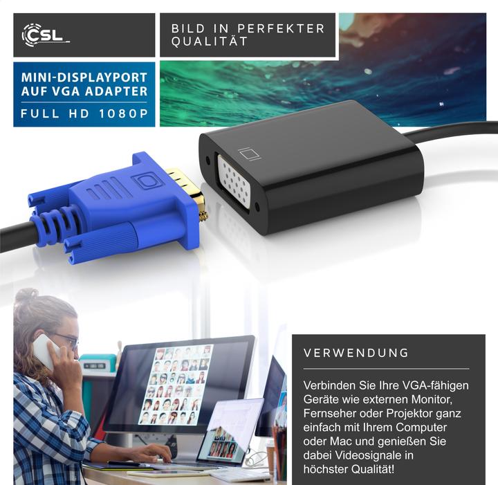 Immagine prodotto CSL Cavo adattatore da Mini DisplayPort a VGA (VGA, 10 cm)