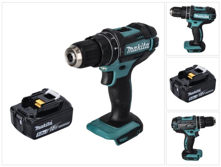 Actual product image Makita DHP 482 T1 Battery impact drill 18 V 62 Nm + 1x battery 5.0 Ah - without charger (Rechargeable battery operated)