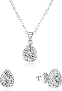 Beneto Dazzling Jewelry Set with Zircons AGSET188R (Necklace, Earrings)