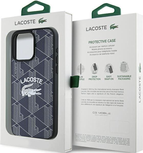 Actual product image Lacoste LCHMP15XPIGV iPhone 15 Pro Max 6.7" granatowy/navy hardcase Monogram Vintage Logo MagSafe (Apple iPhone 15 Pro Max)