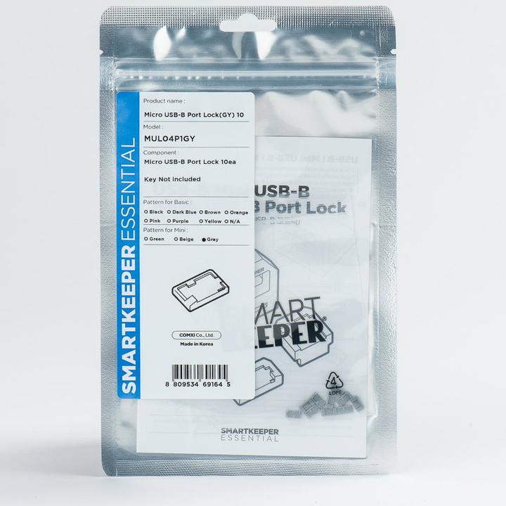 Actual product image Smart Keeper Mini USB-B Micro Port Blocker grey 10 pcs.