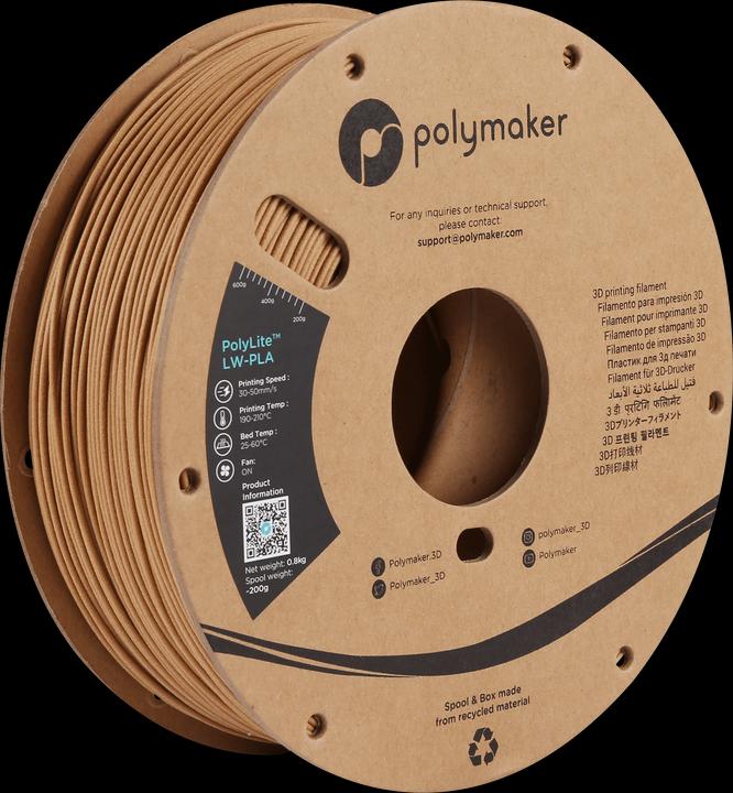 Image du produit Polymaker PolyLite LW-PLA (PLA, 1.75 mm, 800 g)