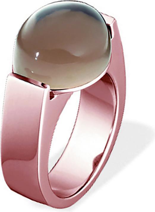Xen Ring mit 15x12 mm grossen Rauchquarz rosèvergoldet