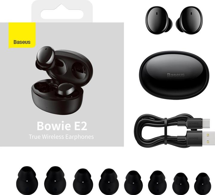 Actual product image Baseus Bowie E2 TWS earphones (black) (5 h, Wireless)