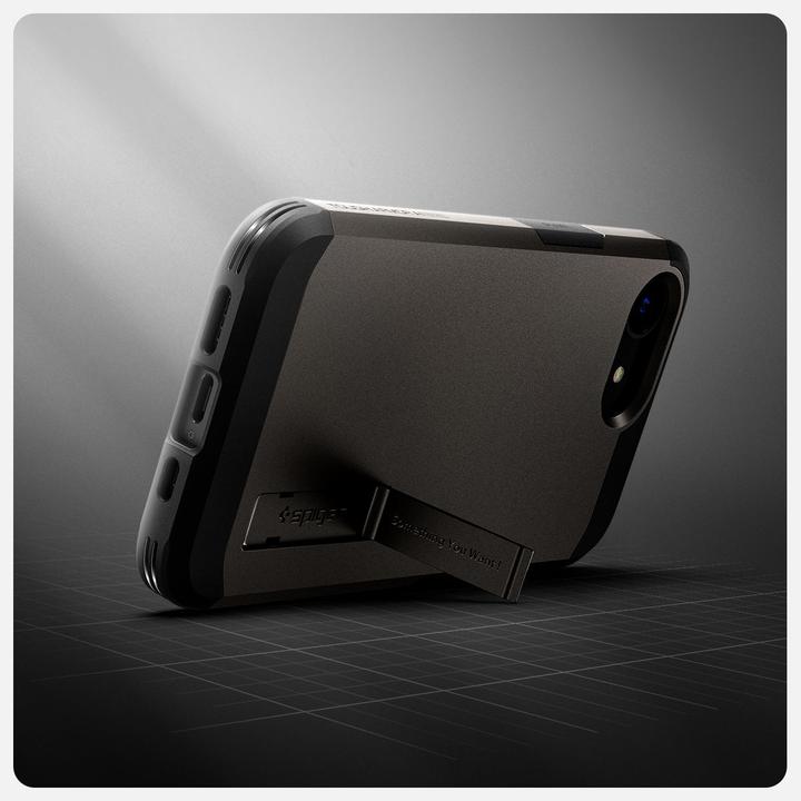 Produktbild Spigen Tough Armor Case with MagSafe for iPhone 16e with Stand - Gray (Apple iPhone 16e)