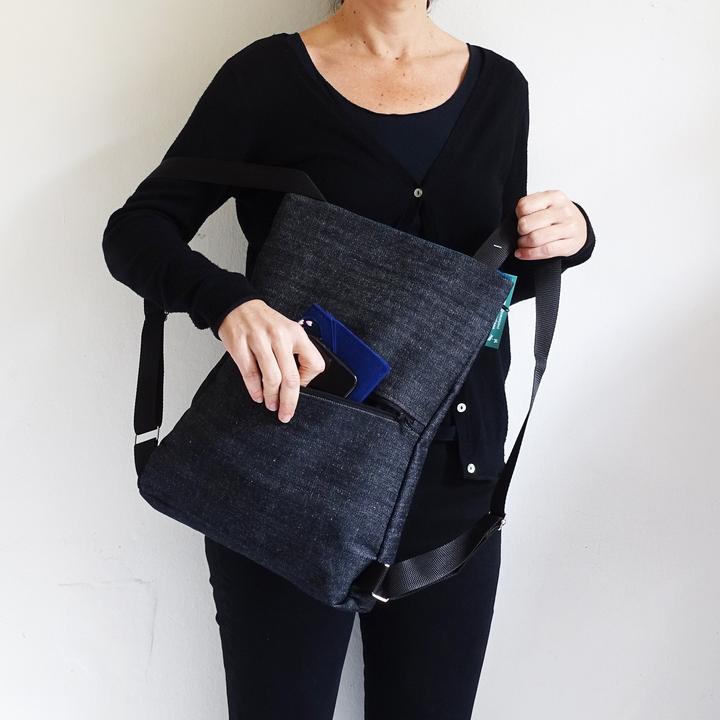 Image du produit Only-Bags.Store Denim BackPack avec fermeture éclair et compartiment de sécurité, sac à dos de voyage