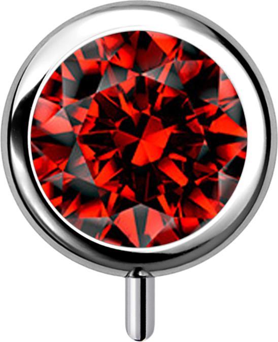 Immagine prodotto Star Piercing Cilindro senza filettatura argento anteriore rosso cristallo (Titanio G23, senza ottone)