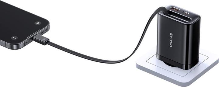 Immagine prodotto Usams CC296 30W Fast Charger With Retractable Type-C Cable (EU) - Xiang Series White (30 W)
