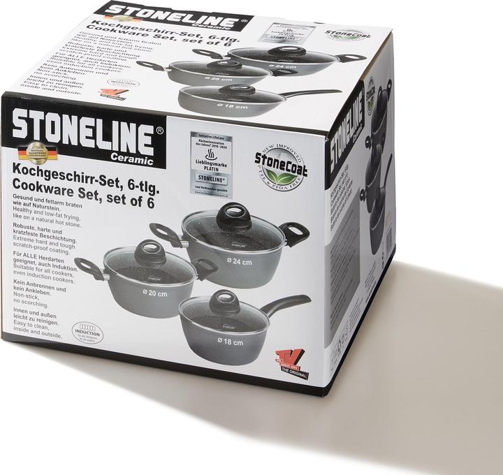 Actual product image Stoneline CERAMIC cookware set, 6 pcs. with glass lids (20 cm, Pan set + pot set, Aluminium)