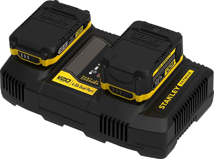 Produktbild Stanley FatMax Zweischacht-Schnell-Ladegerät SFMCB24 (18 Volt, 4 Ampere, 2 Akkus parallel laden, für (18 V)