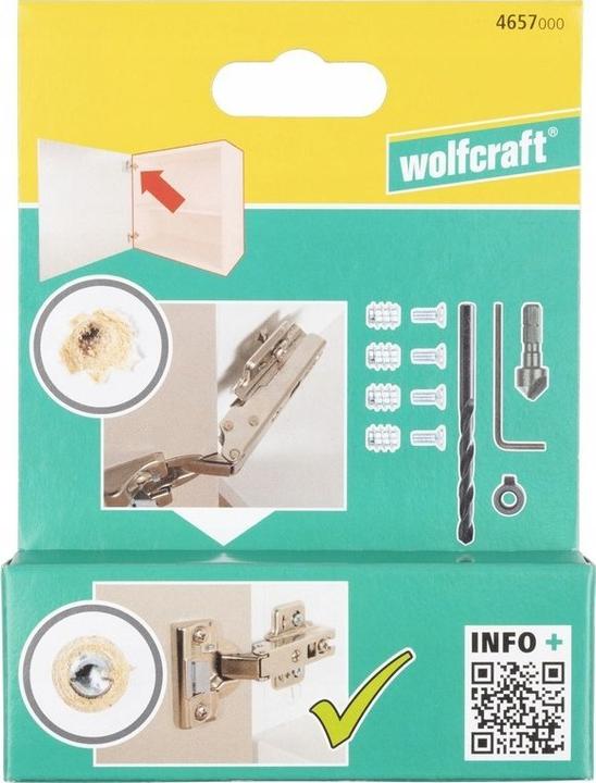 Image du produit wolfcraft Kit de réparation pour charnière invisible – côté caisson, 11 pièces