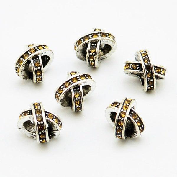 Hermex X - Bead versilbert 925 mit Strass - Silbrig Gelb (Metalllegierung)