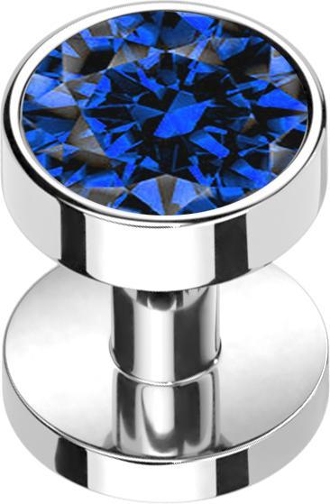 Star Piercing Skin Diver silber mit Kristall dunkelblau (ohne Messing, Titan G23)