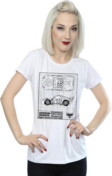 Immagine prodotto Disney Cars Lightning McQueen Blueprint Maglietta Donna (XL)