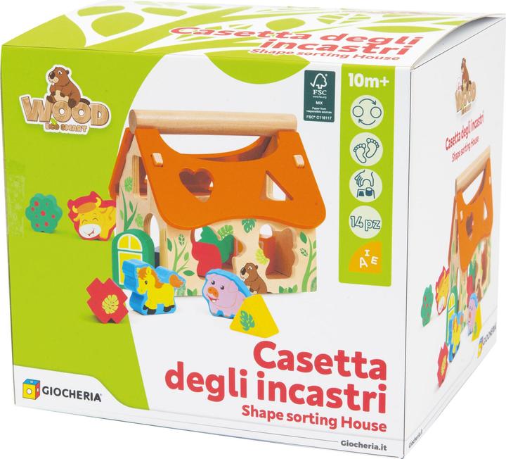 Actual product image Sevi 88056 Wood Eco Smart wooden sorting game Farm with animals 20 x 18 x 18 cm, 14 pieces, Nachha