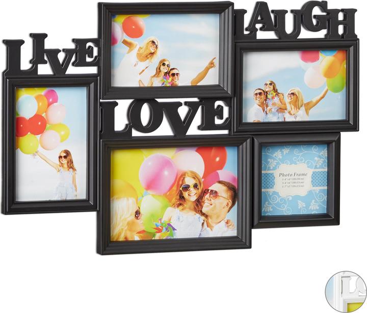 Immagine prodotto Relaxdays Portafoto multiplo Live Love Laugh (10 x 10 cm, 10 x 15 cm, 18 x 13 cm)