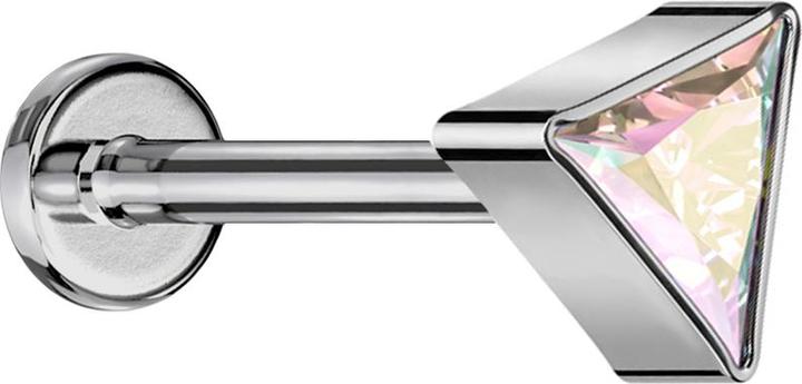Star Piercing Micro Labret Innengewinde silber dreieck silber Kristall multicolor (ohne Messing, Titan G23)