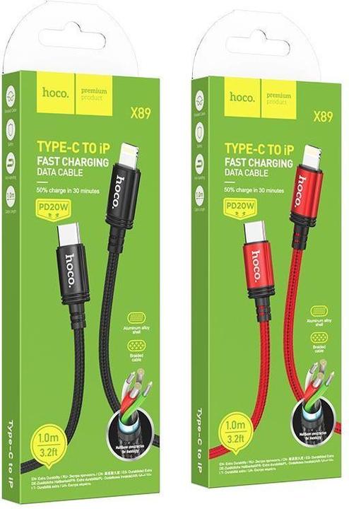Produktbild Hoco Cable cable Type C to Lightning PD 20W X89 1 m black (1 m, USB 3.2 Gen 2, 20 W)