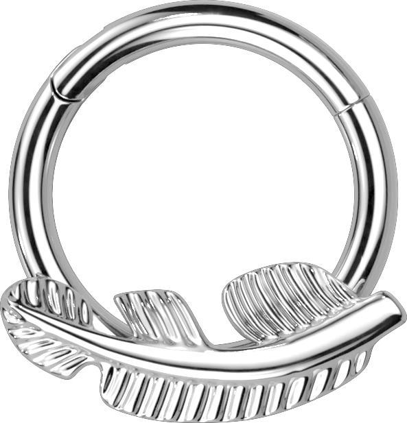 Produktbild Star Piercing Micro Segmentring klappbar silber Feder (ohne Messing, Titan G23)
