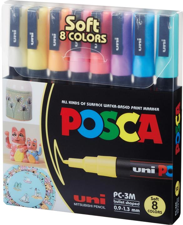 Immagine prodotto Posca Marchio PC-3M a punta tonda (Multicolore, 1.30 mm, 8 x)