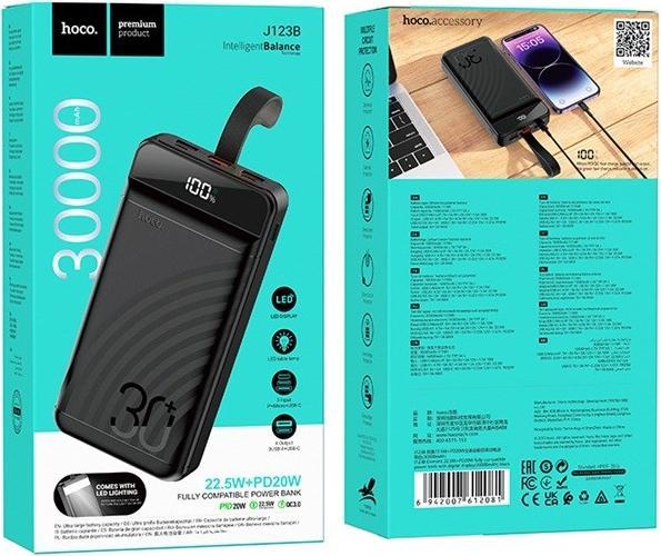 Actual product image Hoco J123B Powerbank 30 000 mAh Schwarz (30000 mAh)