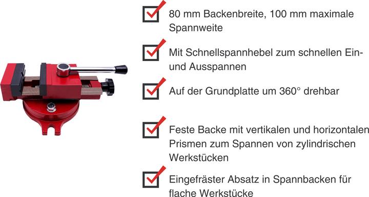 Produktbild Paulimot SIEG Maschinenschraubstock drehbar, Schnellspanner 80 mm Backenbreite (100 mm)