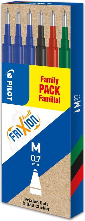 Produktbild Pilot FriXion Refill Set à 6 standard schw./blau/rot/grün (Ersatzmine, Mehrfarbig, 0.70 mm)