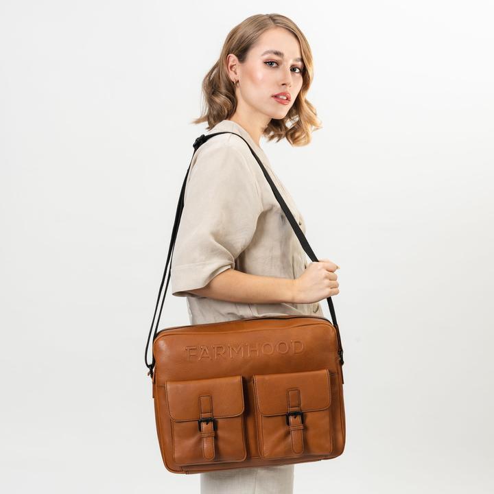 Actual product image Farmhood Memphis briefcases Messenger leather 38 cm laptop compartment
