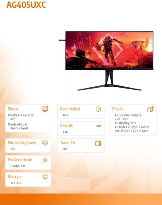 Produktbild AOC AG405UXC (3440 x 1440 Pixel, 39.50")