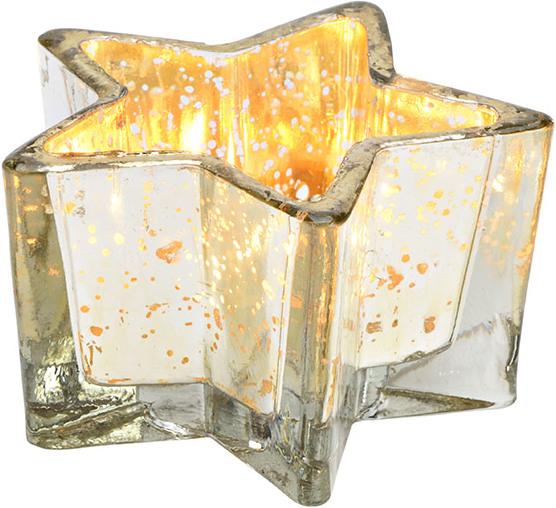 Produktbild G. Wurm Windlicht Stern aus Glas Silber (B/H/T) 10x6x10cm (10 x 6 x 10 cm)