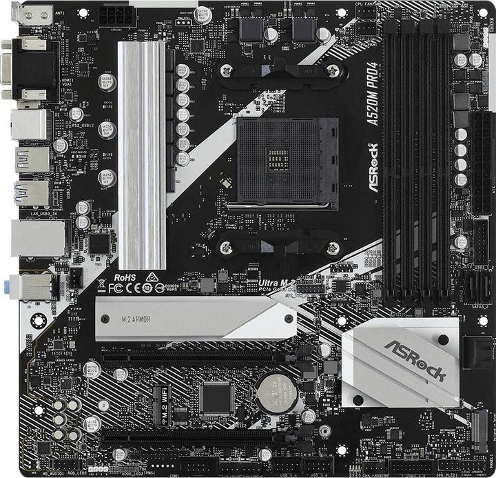Image du produit AsRock A520M Pro4 (AM4, AMD A520, mATX)