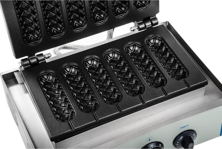 Produktbild Royal Catering Waffeleisen Edelstahl Profi Waffeln Am Stiel Waffelsticks Corn Dogs 1500 Watt