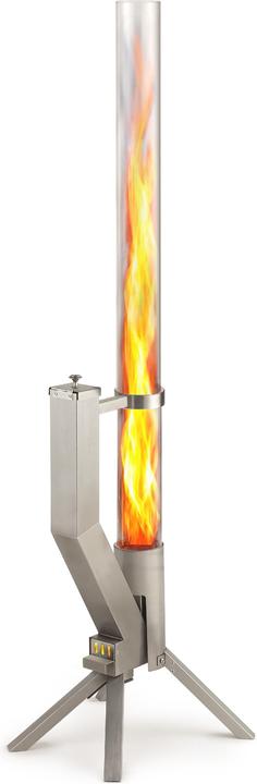 Gardenflare Feuerrohr – elegante Edelstahl Feuersäule und Pelletfackel - silber (36 cm)