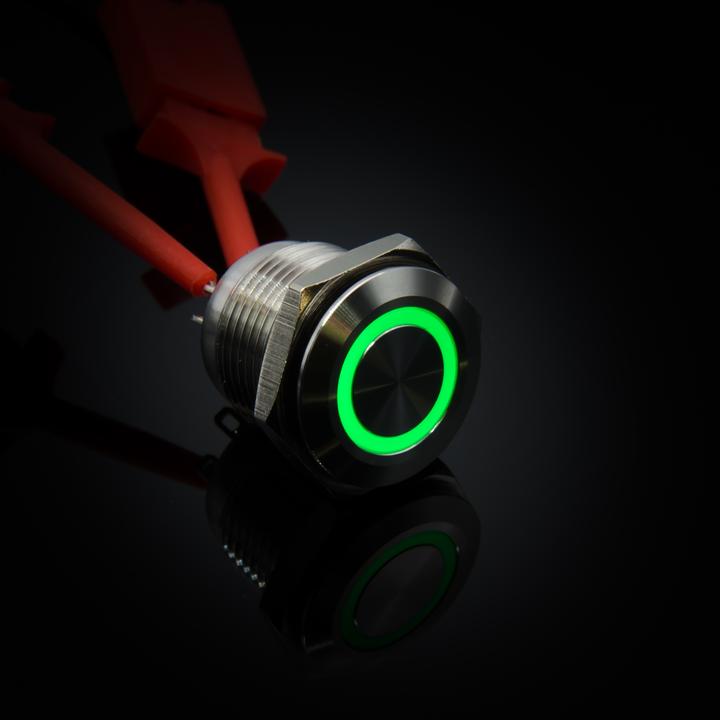 Image du produit Purecrea Bouton-poussoir 16mm avec éclairage RGB 5V - Acier inoxydable